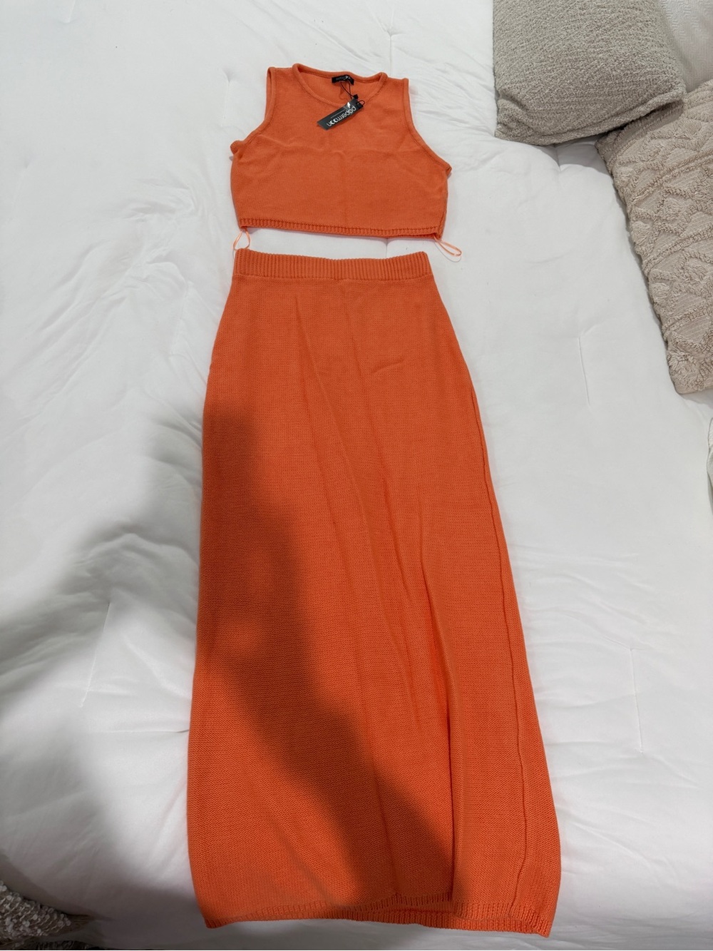 Papermoon Orange Maxi Knit Skirt